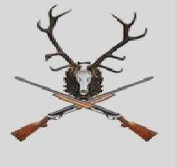 Tête de cerf avec deux fusils rebronzés